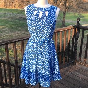 Beautiful blue and white polka dot dress